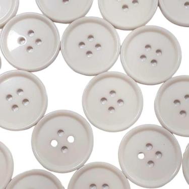 Imagem de Botões 4 Furos Brilhante Plástico ABS Bege 19mm 44350 Botão Alfaiatari