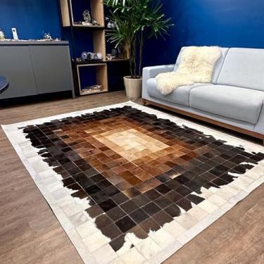 Imagem de Tapete de Couro Quadriculado Mesclado 2x2,5m com placas de 10x10cm