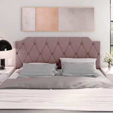 Imagem de Cabeceira Kelly Box Estofada Painel Quarto Casal 1,40 Suspensa Almofadada Luxo Rosa