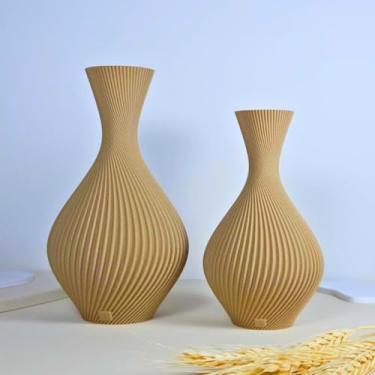 Imagem de Kit 2 Vasos Duna Acabamento Mesa Rack Decoração Sala, Quarto, Hall, Banheiro e Cozinha(Duna Areia,MINI (15 e 18cm))