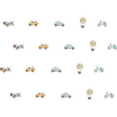 Imagem de Adesivo de Parede Infantil Meios de Transporte em Aquarela - Carros, m