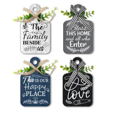 Imagem de PH PandaHall 4 Peças De Placas Madeira Para Cozinha, Tábua Corte, Arte Parede Rústica, Decoração Mesa Jantar Vintage Casa, Sala Estar, Bar, Café, 5,9 X 3,5 Polegadas