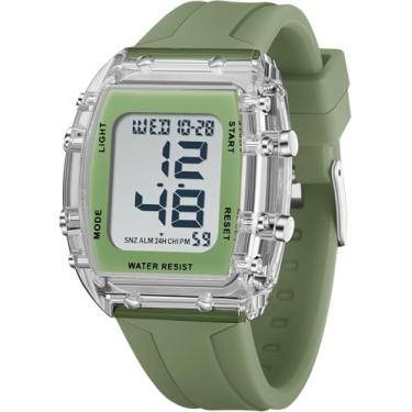 Imagem de findtime Relógio feminino esportivo feminino digital à prova d'água, relógio de pulso militar tático para corrida ao ar livre com alarme LED luminoso cronômetro contagem regressiva para mulheres