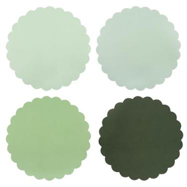 Imagem de 48 peças de jogo americano de papel verde sálvia cor gradiente recortado tapete descartável, 4 cores, recortes de papel de 33 cm para banquete de casamento, aniversário, chá (verde sálvia)