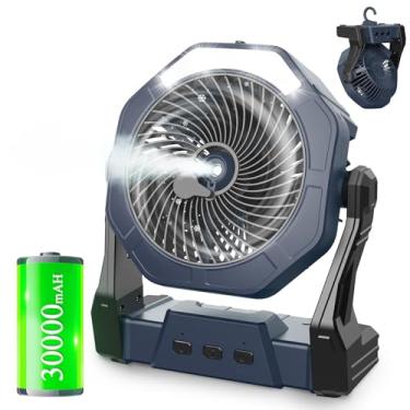 Imagem de Ausic Ventoinhas de nebulização portáteis para exterior, 30.000 mAh ventoinha de refrigeração externa para pátios 250 ml, ventoinha recarregável de acampamento de 20 polegadas, ventoinha de