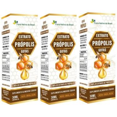 Imagem de KIT 3X Extrato de Própolis em gotas 40% 30ml - Flora Nativa - Flora Na