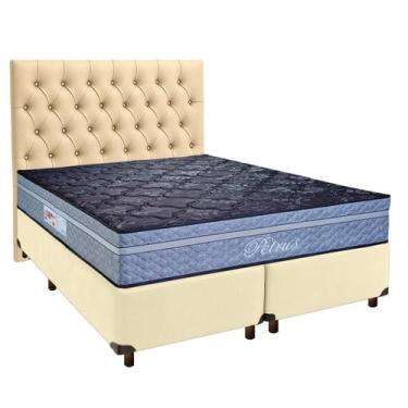 Imagem de Conjunto Cama Box Bege Queen + Colchão Molas Ensacadas Petrus Paropas 