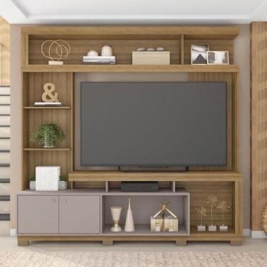 Imagem de Estante TV 70 Pol 210cm Sala de Estar Mirel Bege Amarelado/Cinza C01 -