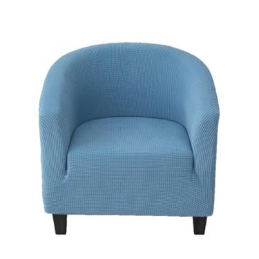 Imagem de CRFATOP Capa macia para cadeira de clube, capa elástica para cadeira de barril, jacquard, capas redondas para sofá, poltrona, elastano, protetor de móveis removível para sala de estar, azul