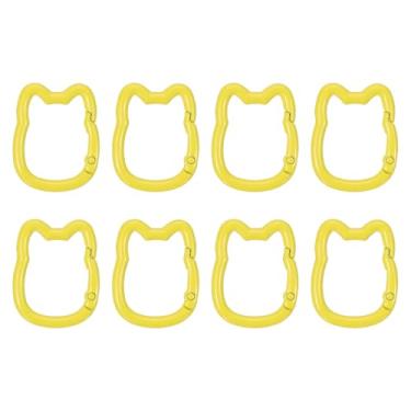 Imagem de PATIKIL Gancho de pressão, 8 peças de clipes de chaveiro em forma de gato fofo, pequenos porta-chaves para bolsa, alça de bolsa, joias, acessórios de acampamento, amarelo