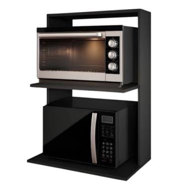Imagem de Armario de Cozinha Suporte De Parede Para Microondas E Forno Air Fryer Mdf(Preto)