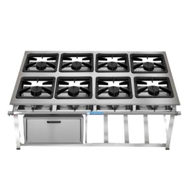 Imagem de Fogão Industrial 8 Bocas Ap P7 em Aço Inox com Forno Leona - Mr Fogões