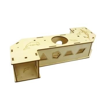 Imagem de ShengQuanHao Brinquedo Túnel para Hamster, Casa para Hamster, Acessórios para Gaiolas Faça Você Mesmo, Esconderijo Tubular de Madeira para Porquinhos-da-índia, Fur, 22 cm x 12 cm x 5 cm