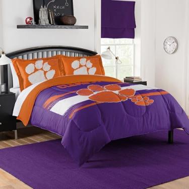 Imagem de Conjunto de edredom Clemson Tigers – Clemson Bedding para dormitórios, quartos de hóspedes, trailers, portas traseiras e decoração de dia de jogo com pata de tigre, casal/queen