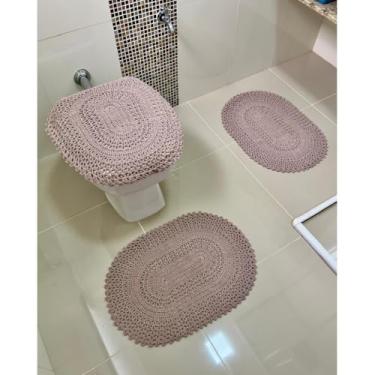 Imagem de Jogo De Banheiro Em Crochê 3 Peças Vezinho Liso Artesanal (Chocolate)