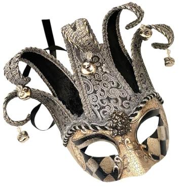 Imagem de Máscara unissex masculina vintage de arlequins carnaval para cosplay dança aniversário festa de carnaval, Preto, prata, Standard