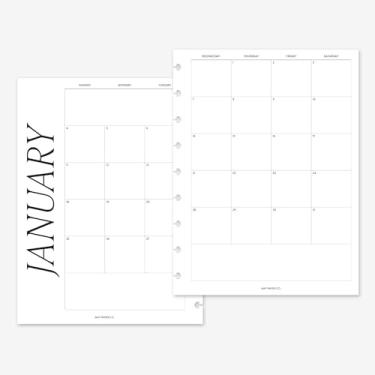 Imagem de Agenda clássica Happy Planner 2026 mês em duas páginas, refil de agenda mensal clássico para caderno de 9 discos 19 x 23 (meses contínuos, início de domingo)