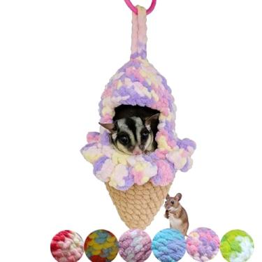 Imagem de Cama de pelúcia para planador de açúcar, cama de hamster, esconderijo de porquinho-da-índia tecido à mão, acessórios para gaiola de animais pequenos, adequados para mouse Degu, urso dourado, ouriço