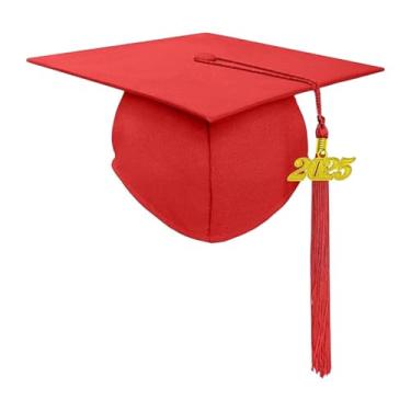 Imagem de MotiveTech Boné Acadêmico com Borla para Comemorações de Formatura, Vermelho, Tamanho real