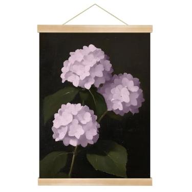 Imagem de You found a duck Impressão em tela de hortênsia azul, 35 x 45 cm, cabide magnético de madeira, moldura de madeira natural (HD011)