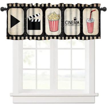 Imagem de Cortinas retrô para janela de cinema, fitas de filme, filmes, filmes, filmes, cinema, para quarto, sala de estar, cozinha, sala de mídia, 137 x 45 cm