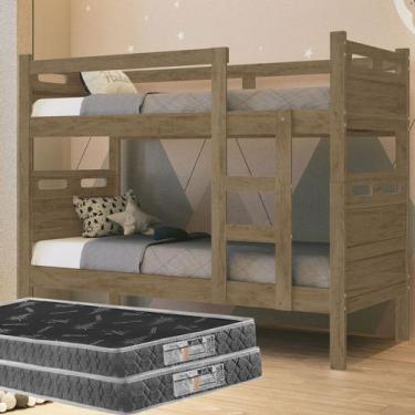 Imagem de Beliche Solteiro Versátil Com Colchão D20 Premium Vira Duas Camas - Po