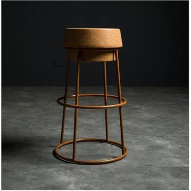 Imagem de Banqueta Alta De Cortiça Champage Couter Kitche Bar Stool Estrutura Sólida De Metal Iro Com Apoios De Pés Em Loop Para Pub, Café Da Manhã Diig Chair, Black, Sit Height:75cm
