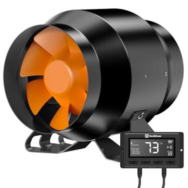 Imagem de Hon&Guan Ventilador de duto em linha PRO de 10 cm - 212 CFM com motor EC silencioso e controlador inteligente de umidade de temperatura, exaustor de ventilação para aquecimento e resfriamento