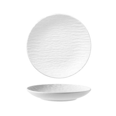 Imagem de Prato de bife de estilo ocidental com padrão de rocha de cerâmica utensílios de mesa criativos redondos domésticos - prato fundo de 25,4 cm - branco