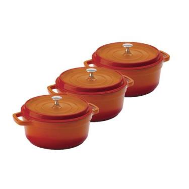 Imagem de Kit Conjunto Caçarola Hercules Revestimento Ceramico Indução Laranja 4