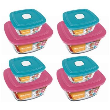 Imagem de Jogo 8 Potes Quadrado Vidro Temperado 1L 2L Nadir Marinex