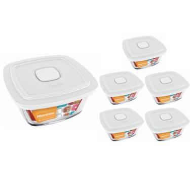 Imagem de Pote De Vidro Quadrado Marinex Facilita Vap C/ Tampa 2L 5Un - NADIR FI