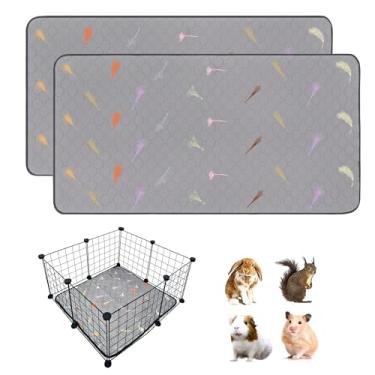 Imagem de LWYMX 2 peças de forros de gaiola de porquinho-da-índia, forro de gaiola de lã de porquinho-da-índia, 61 cm x 61 cm, super absorventes laváveis e reutilizáveis para coelho, hamster, chinchila