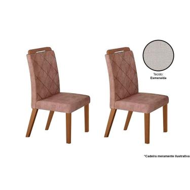 Imagem de Kit 2 Cadeiras Sala Jantar Melissa 2 Un Madeira Capuccino/Suede Creme - Rufato