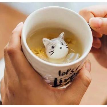 Imagem de Caneca Cerâmica Com Gato Fofo 3d Xícara Café Leite Chá - BM36, C1