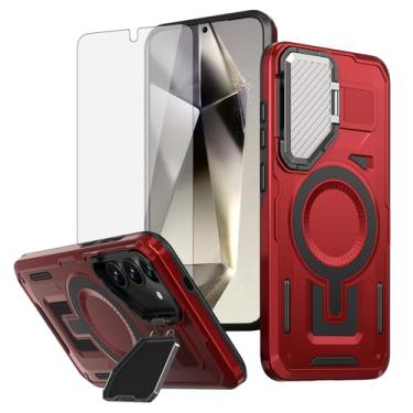 Imagem de Asuwish Capa de celular para Samsung Galaxy S24 5G com capa para câmera, protetor de tela de vidro temperado, fino, magnético, robusto, suporte resistente, protetor de célula híbrida resistente S 24