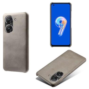 Imagem de Capa para Asus ZenFone 9,Proteção contra quedas,Casca de volta de cor sólida simples,Design de couro de imitação de plástico-Gray