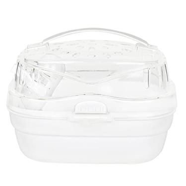 Imagem de Animais Pequenos de Animais de Estimação, Transportar áries, Hamster Portão Gaiola Portátil Portátil Leve Estojo de Transporte de Pequenos Animais para o Ar Livre (Branco)