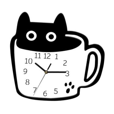 Imagem de Fenteer Relógio de parede silencioso, prático, moderno, presente de inauguração, decoração fofa para casa, arte de parede para quarto, loja, sala de estar,