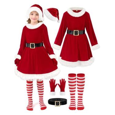 Imagem de Fantasia FancyFun, vestido de Papai Noel para meninas e crianças, Nata