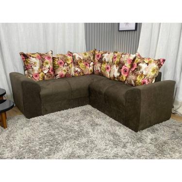 Imagem de Sofá Canto Marrom com Floral 603/66 Belo