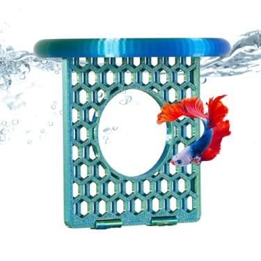 Imagem de Swirge Anel de exercício de peixe com alimentação de algas marinhas, anel flutuante de brinquedos de enriquecimento de peixe betta, alimentador de algas de aquário com laço de treinamento, acessórios