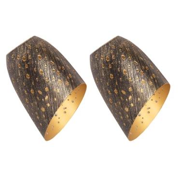 Imagem de Pacote com 2 Abajur chanfrado de metal, 15 cm de altura, 11 cm de diâmetro chanfrado, encaixe de 4,16 cm, abajur de suporte com várias cabeças para luminária de piso, ferradura, diâmetro do furo de 35