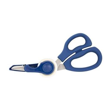 Imagem de Sabatier Tesoura multiuso 2 em 1, tesoura de embrulho para presente com tampa de lâmina de dispensador de fita removível, tesoura multiuso de aço inoxidável ultra-afiada para escritório e casa, 28 cm