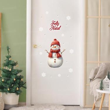 Imagem de : Adesivo de Parede Natal 09 Papai Noel na Chaminé com Letras HO HO HO e Neve Decoração