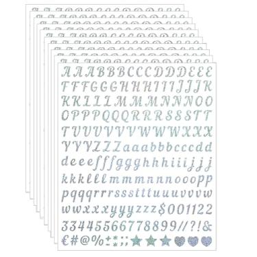 Imagem de 10 folhas de adesivos de letras do alfabeto de vinil, 2000 letras e números prateados autoadesivos, decalques de 1,27 cm para endereço, etiquetagem de caixa de correio, janelas, placas DIY, artesanato