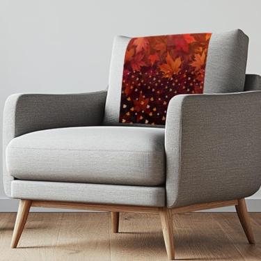 Imagem de Babrukda Capa de encosto de cabeça com folhas de bordo vermelho para poltronas reclináveis, protetor de cabeça com pregos de fixação, capas modernas de escritório, casa, sofá, cadeira, presentes de