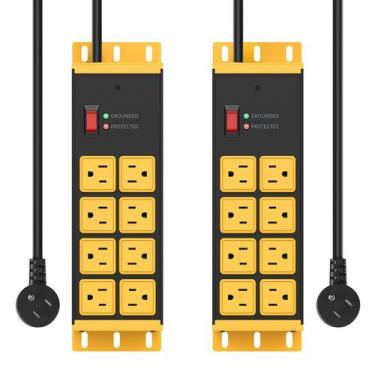 Imagem de Power Strip HHSOET Heavy Duty 8 tomadas com protetor de sobretensão x2