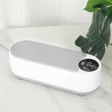 Imagem de KHZSPP Limpador ultrassônico profissional com 2 modos, temporizador portátil, máquina de limpeza de joias, multiuso, retentor ultrassônico para joias de óculos (branco)