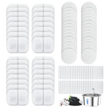 Imagem de 96 peças de filtros de fonte de água para gatos, filtro de substituição de fonte de animal de estimação, flor automática, substituição de água para animais de estimação de aço inoxidável 7L/3,827 g